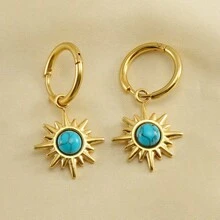 Neue türkisfarbene Ohrringe mit Boho-Stil Design, minimalistische vintage Ohrringe