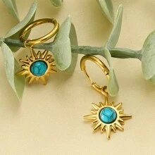 Neue türkisfarbene Ohrringe mit Boho-Stil Design, minimalistische vintage Ohrringe