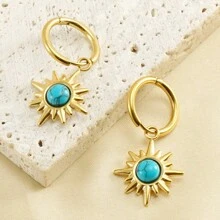 Neue türkisfarbene Ohrringe mit Boho-Stil Design, minimalistische vintage Ohrringe