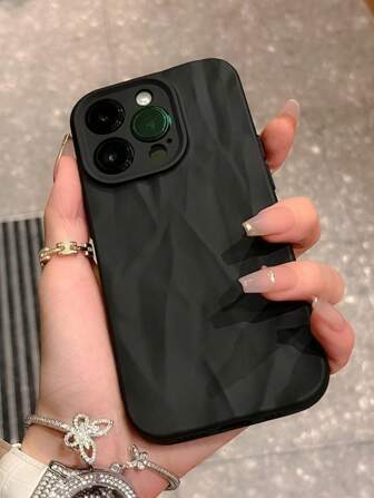 Apple New Style Black Fold Texture Phone Case Compatible With Iphone, Good Touch Feeling