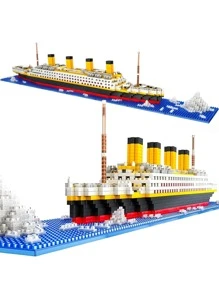 Weihnachtsdekoration Luxuriöses klassisches Kreuzfahrtschiff Modell Bausteinsatz, 3D-Miniatur DIY-Spielzeug, kreative Stresslinderung Schreibtisch Dekoration, Geburtstagsgeschenk - 1 Stück Raumdekoration, Miniaturdinge, Schiffsspielzeug, Weihnachtsminiatur, Modellbau, Kreuzfahrtschiff Modell