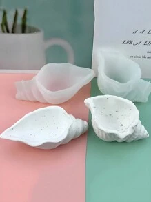 DIY贝壳形硅胶模具，可用于制作首饰收纳罐、水水泥石石膏树脂浇铸模具、烛台、多肉植物花盆、混凝土粘土模具、家居装饰 - 白色矽膠模具 - 查看 4