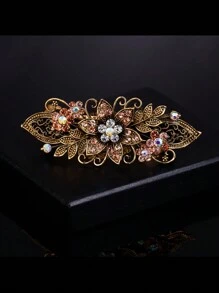 Royal 女士发夹 1 件装 - 锌合金复古弹簧爪夹，镶嵌水钻，优雅时尚，适合成人佩戴，适用于购物、派对、通勤等各种场合，是发饰、发夹、爪夹、发卡、发饰、学习用品的理想之选。 - 彩色 - 查看 11