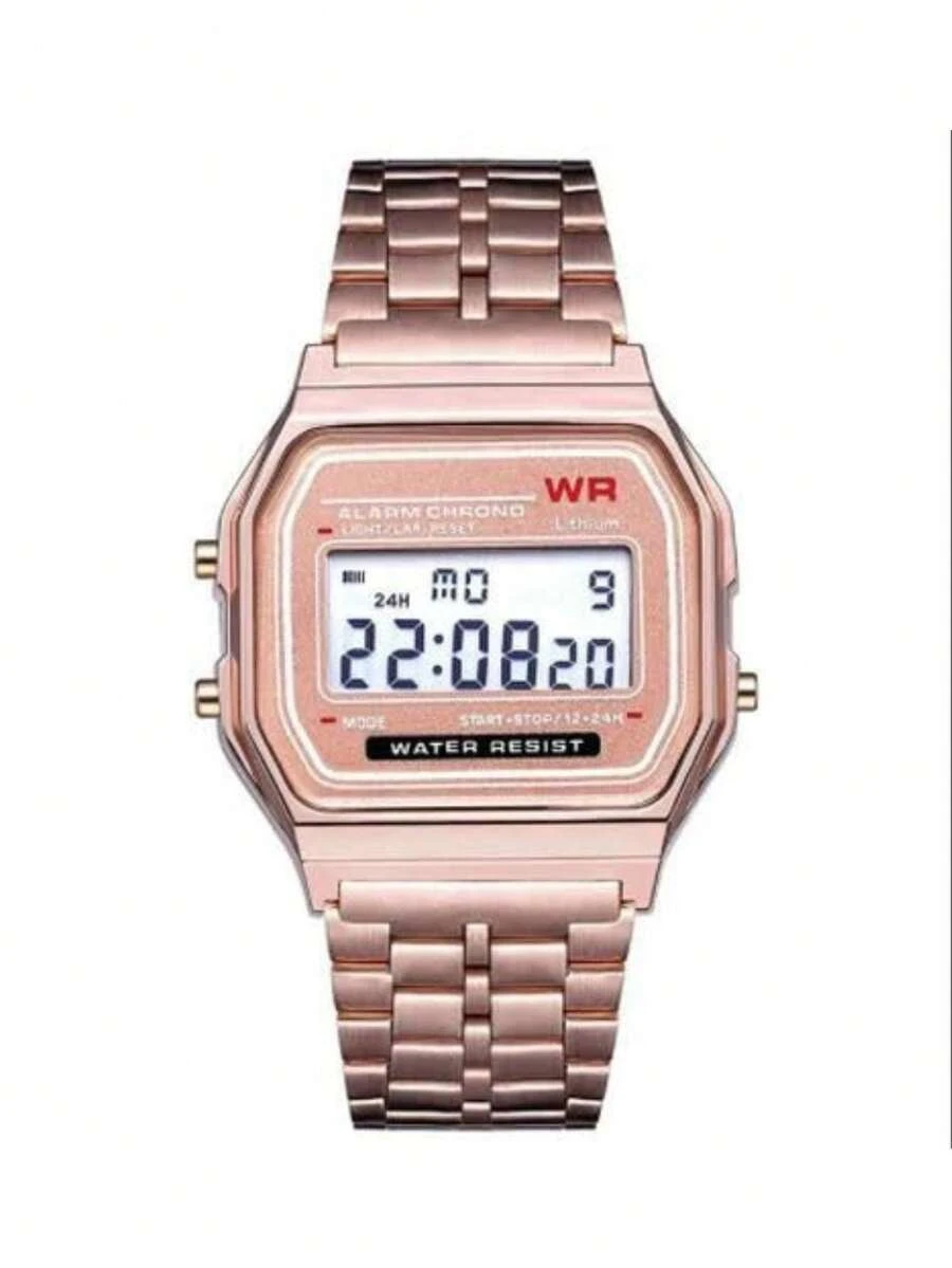 MINI Wr Silver Rose Gold Lead Digital Led Vintage Retro Clock - Hoa hồng vàng - Xem 1