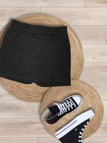 Falda Short Basica Stretch Corta con Abertura en Pierna - Ver 2