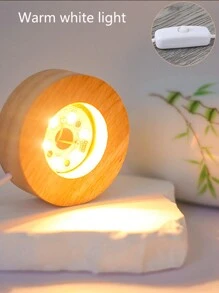 1pc Wooden Usb Powered Led Lighted Base With Switch And 3 Light Options (White/Warm/Cycle Color) For 3d Crystal Glass Resin Art Or Light Display Stand