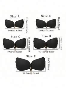 2 đôi Đen Hình cánh Dây rút Silicone Áo ngực vô hình Tấm lót Với Mạnh mẽ Push-Up & Chống trượt Chức năng , Hoàn hảo Đối với Tối Đầm - màu đen - Xem 6