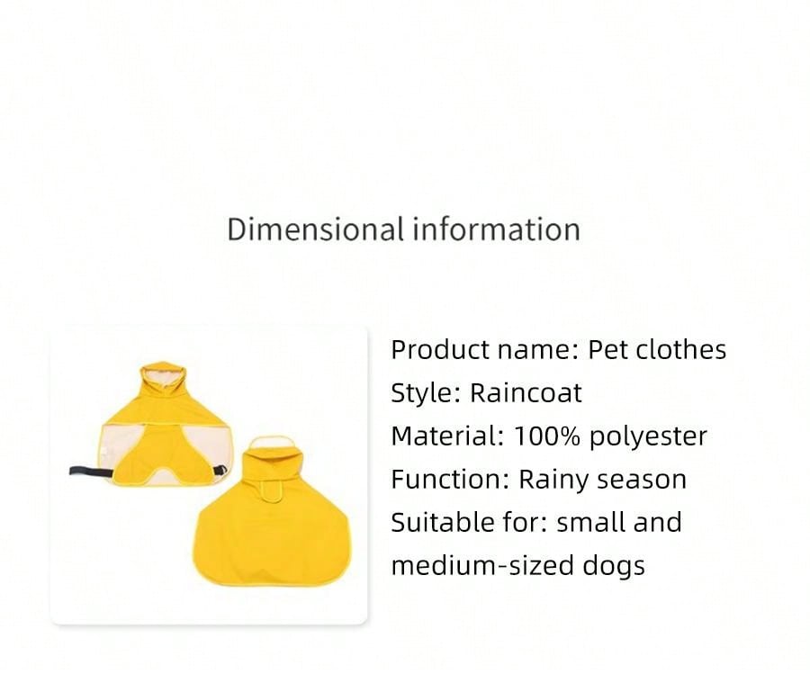 1pc Pu Pet Raincoat For Dogs Teddy Golden Retriever AntiWet