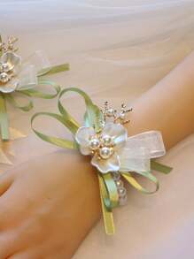 Einzelnes Matcha-Grün Armband mit Kunstperlen, perfekt für Waldthemen-Hochzeiten und Brautjungfern, Tanzpartys oder andere formelle Anlässe