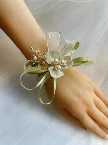 Einzelnes Matcha-Grün Armband mit Kunstperlen, perfekt für Waldthemen-Hochzeiten und Brautjungfern, Tanzpartys oder andere formelle Anlässe