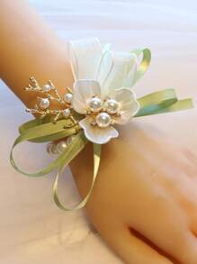 Einzelnes Matcha-Grün Armband mit Kunstperlen, perfekt für Waldthemen-Hochzeiten und Brautjungfern, Tanzpartys oder andere formelle Anlässe