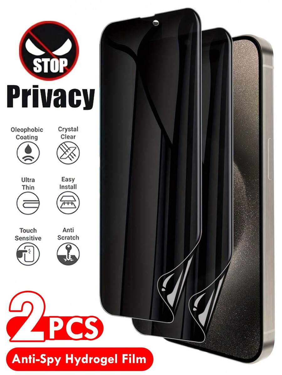 2 片隐私防眩光窥视水凝胶保护膜，适用于 [非钢化玻璃]，适用于 16/16 Plus/16 Pro/16 Pro Max/15/15Pro/15 Plus/15 Pro Max/14/13/12/11 生日、家人、朋友防窥礼物，手机屏幕保护膜，手机配件