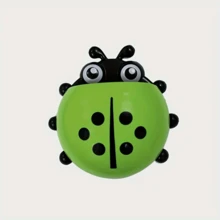 Fun & Durable Ladybug Toothbrush Holder: Kids' Delight, Non-Electric, Wall-Mountable, Clutter-Free & Easy-Clean Plastic Organizer For Bathroom Decor - Red - View 8