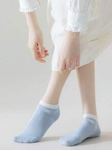 5對女性可愛網布透氣休閒薄短襪,萬能款 - 彩色 - 查看 3