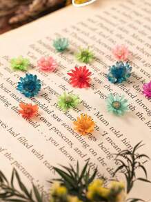 140pcs/Pack Miniature Dried Flower In Various Colors, Diy Jewelry, Earring, Crystal, Glass Sphere And Resin Filler, Valentine Day, Gift Gifts Birthday Graduation