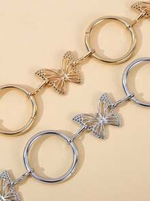 1 chiếc thắt lưng kim loại hình bướm rỗng màu bạc dành cho nữ, trang trí váy đầm eo thon, dây đai thắt lưng thời trang, thích hợp sử dụng hàng ngày - A - Xem 5