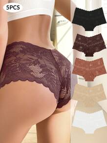 FINETOO Set Of 5 Lace Pattern Sexy Women Briefs/Boxers - Multicolor - View 2