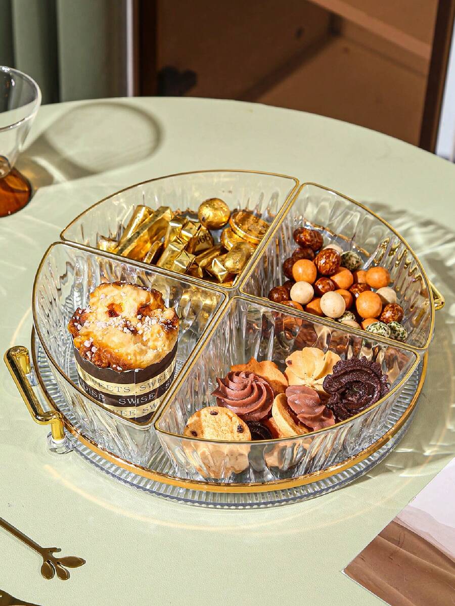 New Arrival Luxurious Plastic Snacks And Dried Fruits Platter With