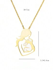 Vintage Baby Mother Mom Pendants Necklace Child Pregnant Heart Gold Color Stainless Steel Chain Gift For Women Jewelry