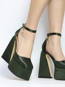 Women's Platform Ankle Strap Summer Sandals Fashion Chunky Block Heel Sexy Party Shoes - 綠色 - 查看 6