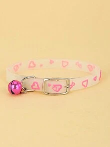 1入組熒光矽膠粉色心形寵物項圈適合夜間散步，防止丟失寵物配件 - 粉色 - 查看 5