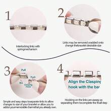 1入組信件傳統經典款模塊魅力手鐲,手工鏈接diy製作復古配飾 - 黑色 - 查看 8