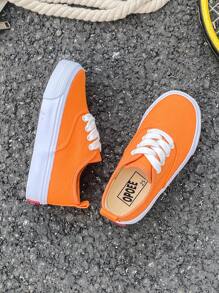 OPOEE 春季/秋季兒童帆布鞋，韓國風格男女通用時尚低幫綁帶經典運動鞋，多用途休閒鞋 - 橘色 - 查看 5