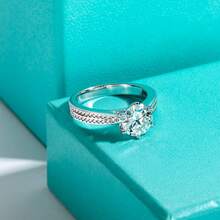 ANU JEWEL D Màu Moissanite Pha lê 925 Màu bạc Nhẫn Lễ cưới Hôn ước Trang sức cô dâu - trắng - Xem 7