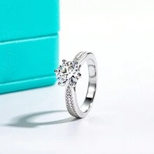 ANU JEWEL D Màu Moissanite Pha lê 925 Màu bạc Nhẫn Lễ cưới Hôn ước Trang sức cô dâu - trắng - Xem 4