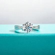 ANU JEWEL D Màu Moissanite Pha lê 925 Màu bạc Nhẫn Lễ cưới Hôn ước Trang sức cô dâu - trắng - Xem 3