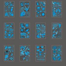 12pcs/Set Blue Glow-In-The Dark Tattoo Sticker Nightclub Bar Music Festival Rave Party Tattoo Sticker Fluorescent Note Glow Sticker - Blue - View 3