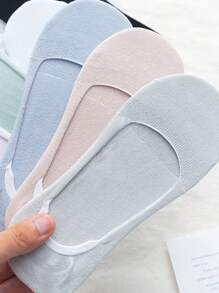 7pairs/Set Women's Macarons-Color Silicone Non-Slip Boat Socks, No Show Socks, Spring/Summer Breathable Sweat-Absorbing Nude Socks For Flats And High Heels