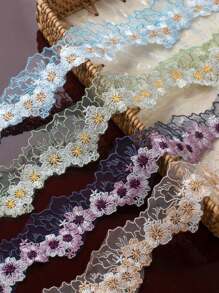 1 Yarda De Tela De Encaje De Malla Bordado Soluble En Agua Para Decoración De Ropa