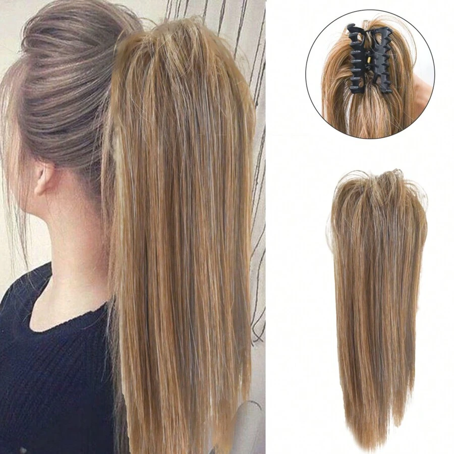 Synthetic Waterfall Long Straight Hair Claw Clip Ponytail Extension Heat Resistant Hair Piece For Women's Party - Multicolor - View 1