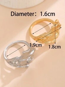1 pieza Anillo de diseño asimétrico con textura con forma de rama y hoja de Ginkgo, adecuado para mujeres - Ginkgo biloba - Ver 6