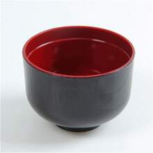 1pc Japanese Style Ramen Bowl With Lid ABS Miso Soup Bowl For Kitchen Table Tools - Black+Red - View 6