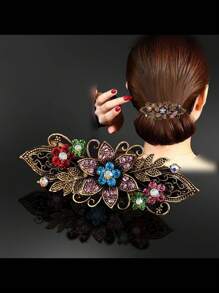 Royal 女士发夹 1 件装 - 锌合金复古弹簧爪夹，镶嵌水钻，优雅时尚，适合成人佩戴，适用于购物、派对、通勤等各种场合，是发饰、发夹、爪夹、发卡、发饰、学习用品的理想之选。 - 彩色 - 查看 10