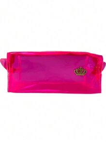 Necessaire Transparente Estojo Escolar Organizadora Feminina Maquiagem Cosméticos Viagem Produto de Higiene