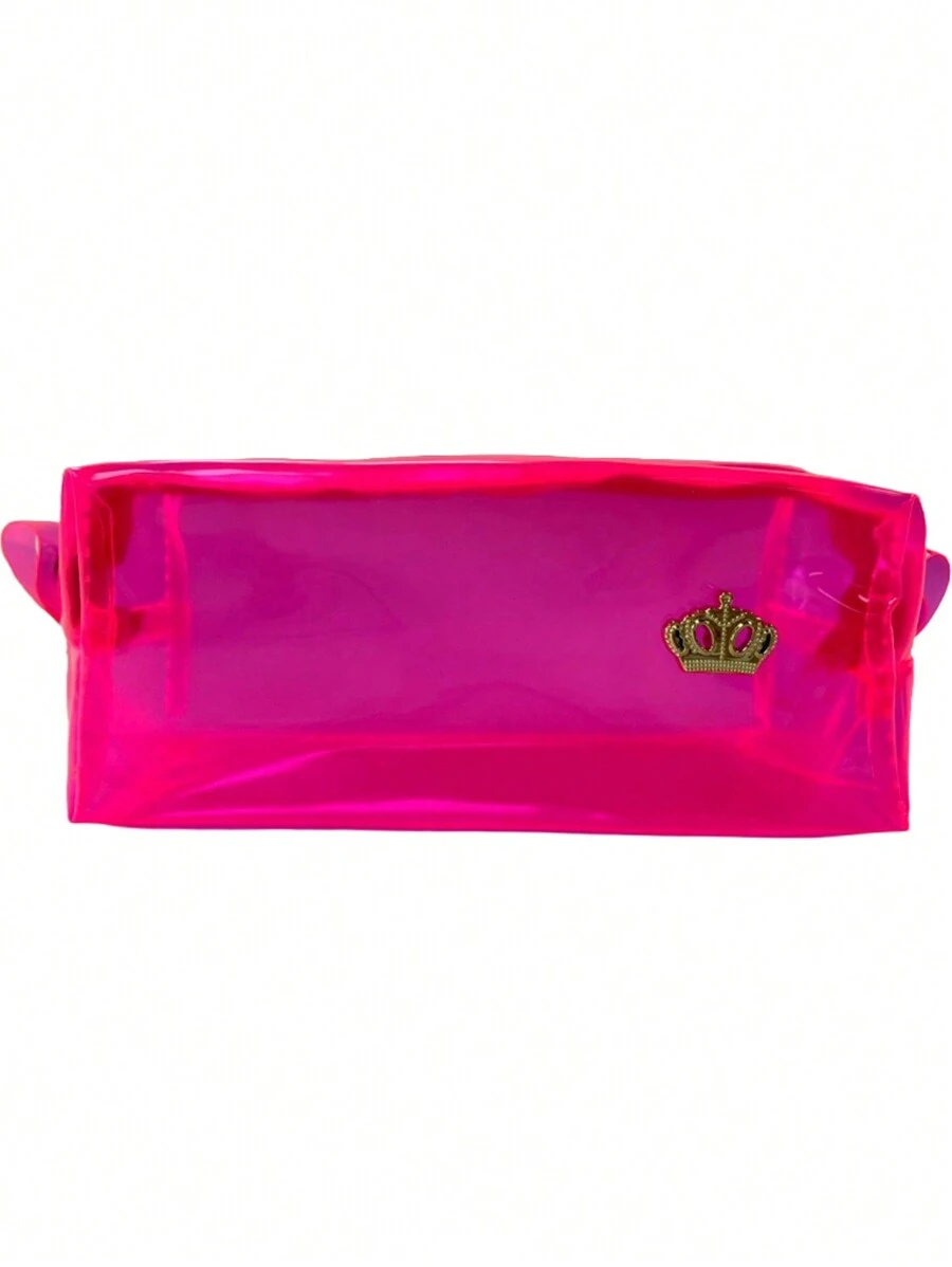 Necessaire Transparente Estojo Escolar Organizadora Feminina Maquiagem Cosméticos Viagem Produto de Higiene