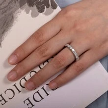 ANU JEWEL Nhẫn cưới tròn Moissanite 925 Sterling Silver 3.0mm hoàn hảo, thích hợp làm quà tặng - trắng - Xem 2