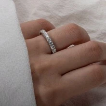 ANU JEWEL Nhẫn cưới tròn Moissanite 925 Sterling Silver 3.0mm hoàn hảo, thích hợp làm quà tặng - trắng - Xem 3