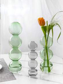Korean Ins Style Bubble Glass Flower Vase For Hydroponic Plants, Fresh Flowers, Tulip. Living Room Decoration Gifts Birthday Graduation Home Decor Glass Vase - Green - View 4