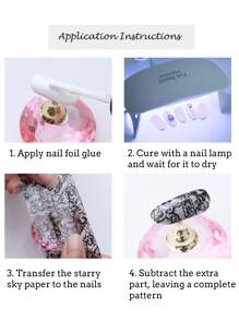 1盒12毫升美甲箔胶，适用于美甲箔贴纸，强力粘性，可完全转移，需使用LED灯卸除，DIY美甲贴纸 - 無色 - 查看 8