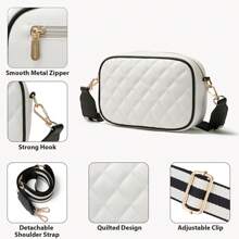 BOSTANTEN Crossbody Bags Leather Shoulder Handbags For Women - 黑與白 - 查看 5