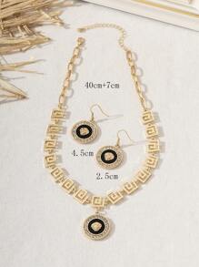 1入歐美風格吊墜項鍊和1對歐美風格耳環,適用於女士 - 金黃色 - 查看 3