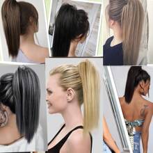 合成瀑布長直鉗夾馬尾熱阻 Hair製品,女性聚會必備 - 彩色 - 查看 8