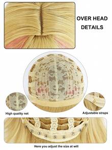金粉兩色合成柔軟捲曲波浪帶劉海及可拆卸的雙馬尾長度中等的掐夾馬尾劉海頭髮假髮,適用於甜美可愛的女士日常派對、遊戲角色髮型,動畫迷萬聖節服裝、假期禮物、可愛洛麗塔假髮,耐熱假髮的宇宙道具附件和 1入組假髮帽（4件套：2個馬尾+1個假髮帽+1個假髮） - 彩色 - 查看 10