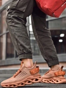 春季情侶休閒運動鞋,透氣網設計,薄刀底,輕便跑鞋 - 棕色 - 查看 5