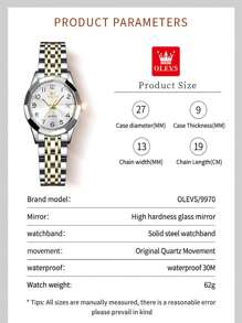OLEVS. OLEVS Womens Watch Fashion Dress Diamond Female Watches For Ladies Analog Quartz Stainless Steel Waterproof Luminous Day Date Two Tone Wristwatch - 金白 - 查看 8