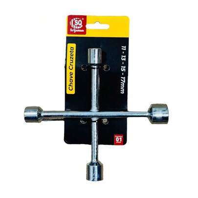 Chave De Roda Cruz Estrela 4 Bocas Universal Carro 11-13-15-17mm